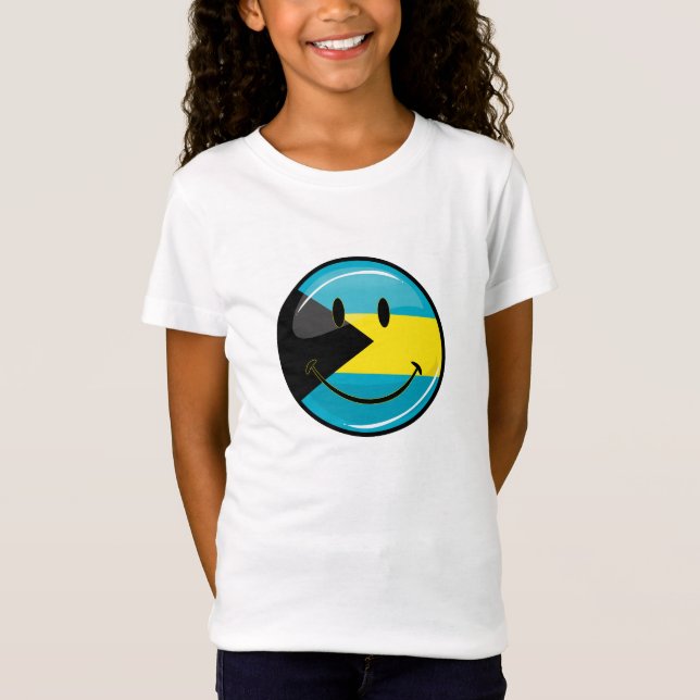 T-shirts Bandeira de sorriso redonda lustrosa de Bahamain (Frente)