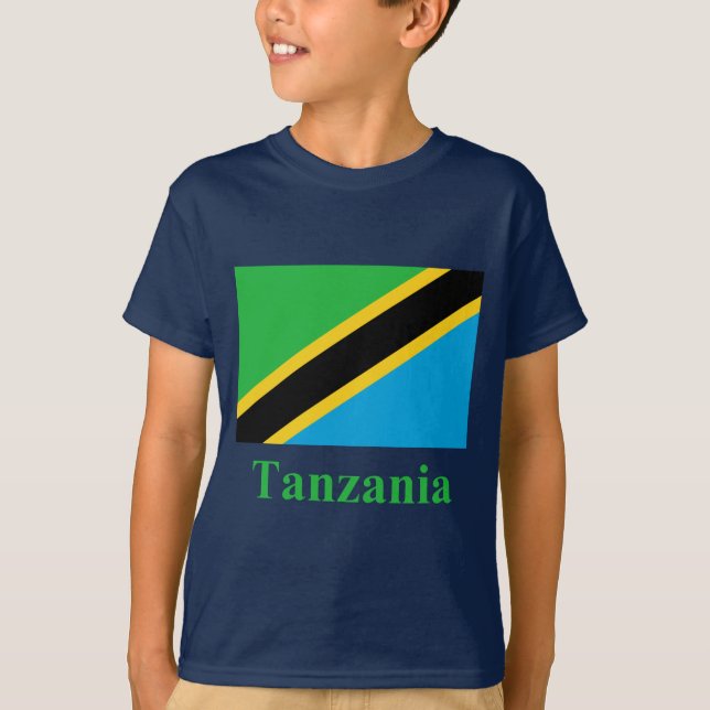 T-shirts Bandeira de Tanzânia com nome (Frente)
