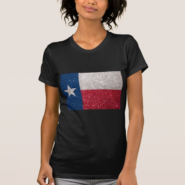T-shirts Bandeira de Texas do brilho do falso (Frente)