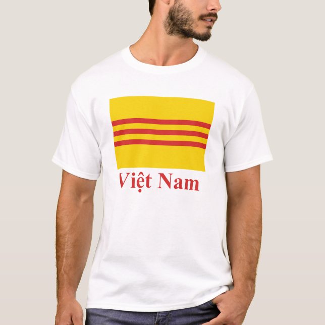 T-shirts Bandeira de Vietnam sul com nome no vietnamita (Frente)