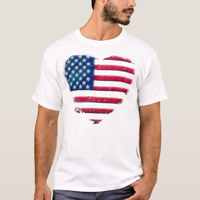 T-shirts Bandeira do coração (Frente)