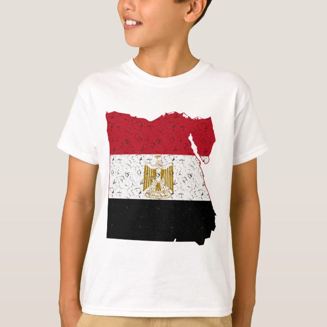 T-shirts Bandeira do Egito Mapa Crepitação (Frente)