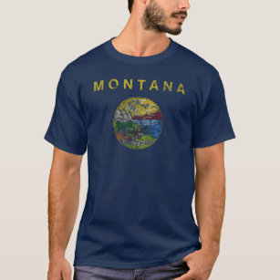 T-shirts Bandeira do estado do Grunge do vintage de Montana