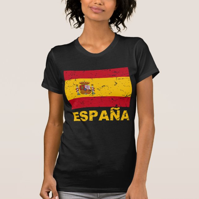 T-shirts Bandeira do vintage da espanha (Frente)