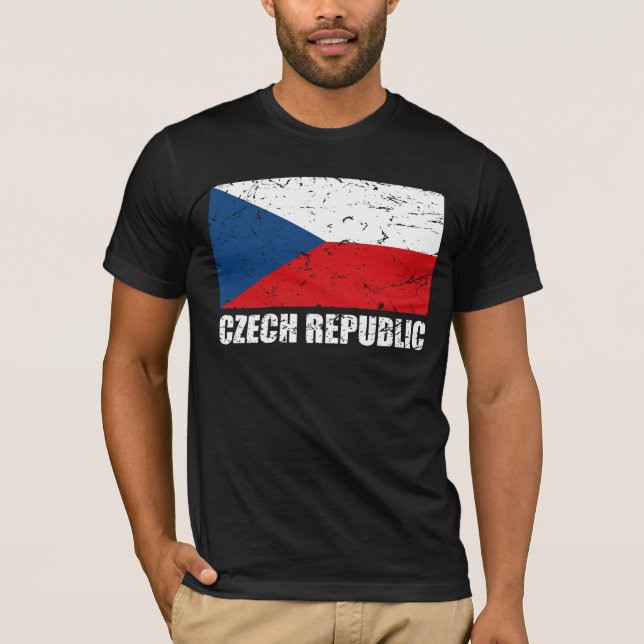 T-shirts Bandeira do vintage da república checa (Frente)