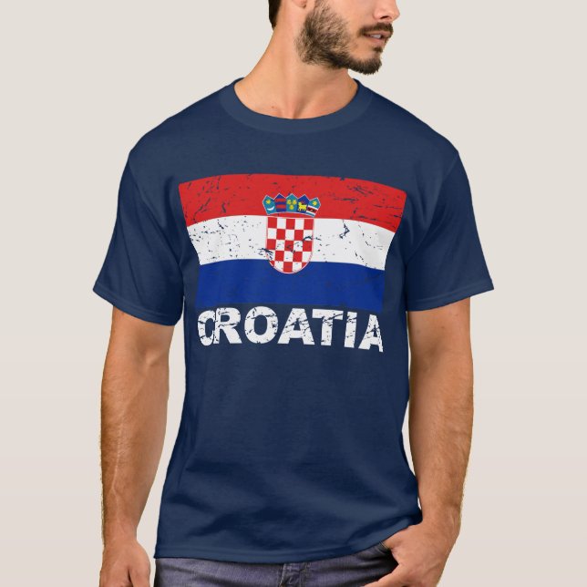 T-shirts Bandeira do vintage de Croatia (Frente)
