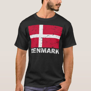 T-shirts Bandeira do vintage de Dinamarca