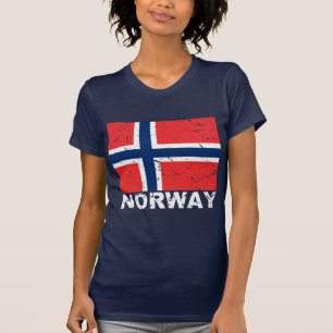 T-shirts Bandeira do vintage de Noruega