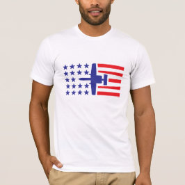 T-shirts Bandeira dos Estados Unidos azul vermelha do jato