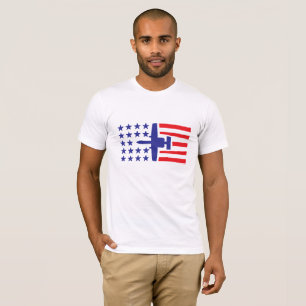 T-shirts Bandeira dos Estados Unidos azul vermelha do jato