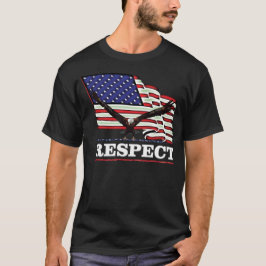 T-shirts Bandeira dos EUA com Águia sobre Respeito talhado