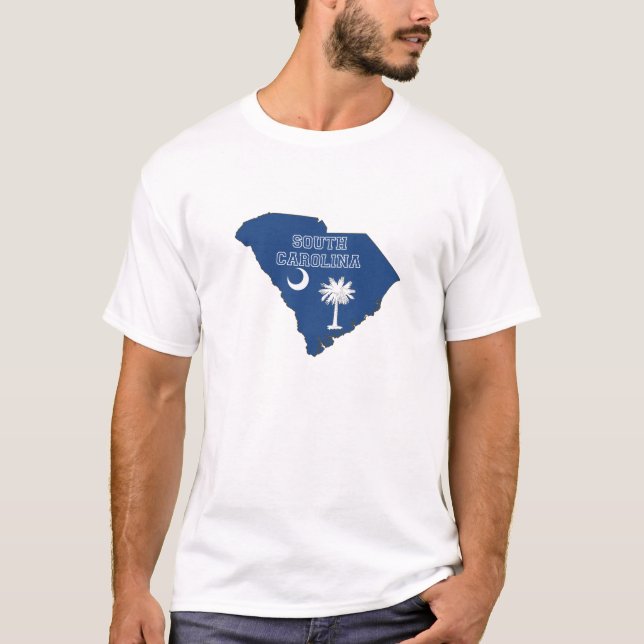 T-shirts Bandeira e mapa do estado de South Carolina (Frente)
