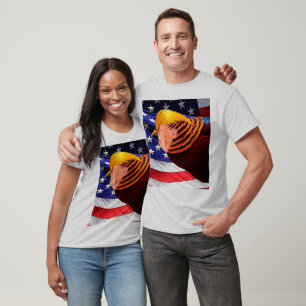 T-shirts Bandeira EUA Pássaro Trump Dourado Masculino Básic