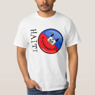 T-shirts Bandeira haitiana de sorriso do círculo lustroso
