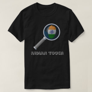 T-shirts Bandeira indiana da impressão digital do toque
