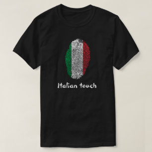 T-shirts Bandeira italiana da impressão digital do toque