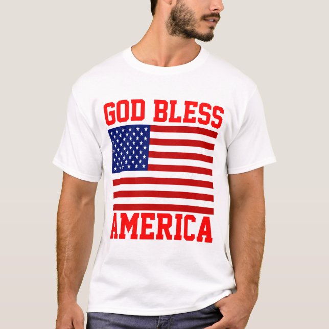 T-shirts Bandeira Patriótica Americana Deus Abençoe a Améri (Frente)
