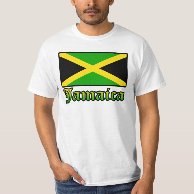 T-shirts Bandeira, preto, verde e amarelo de Jamaica (Frente)