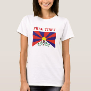 T-shirts Bandeira tibetana, TIBET LIVRE