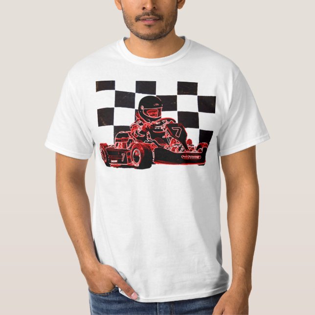 T-shirts Bandeira vermelha/Checkered da competência de Kart (Frente)