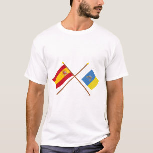 T-shirts Bandeiras cruzadas da espanha e das Ilhas Canárias