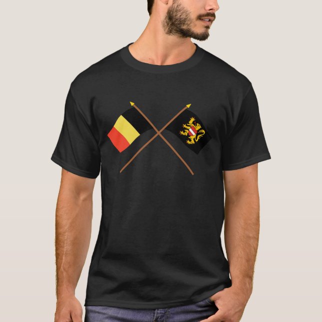 T-shirts Bandeiras cruzadas de Bélgica e de Brabante do (Frente)