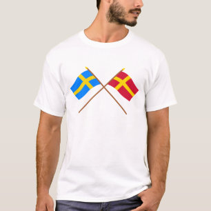 T-shirts Bandeiras do landskap cruzado da suecia e do