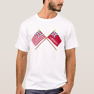 T-shirts Bandeiras grandes cruzadas da união e da liberdad