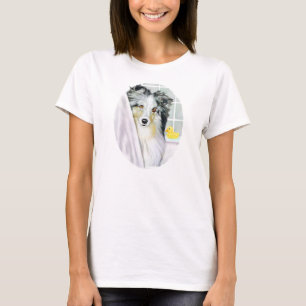 T-shirts Banho azul de Merle Sheltie