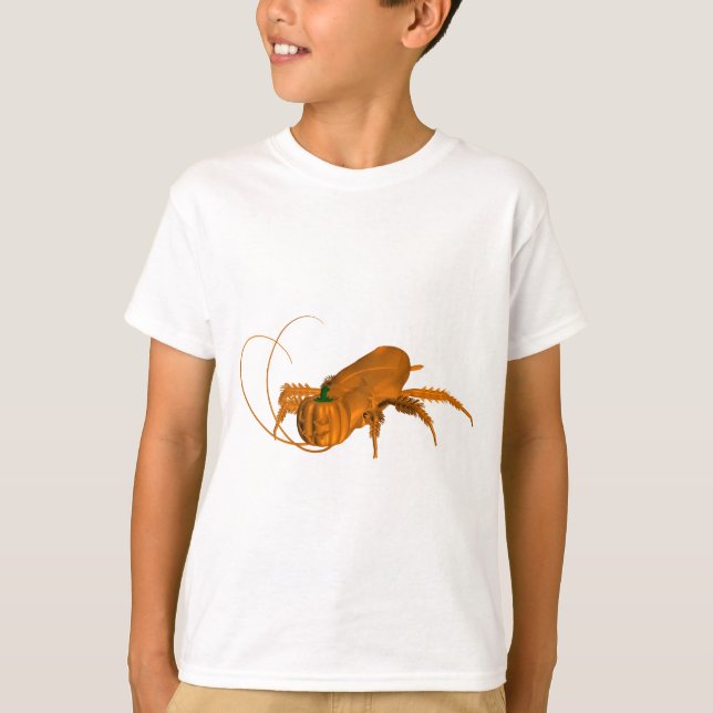 T-shirts Barata Laranja Engraçada Com Cabeça De Abóbora (Frente)