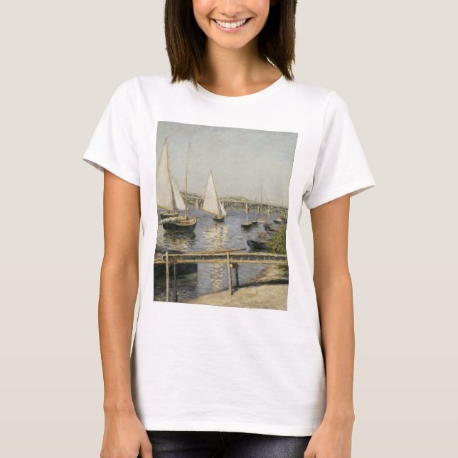 T-shirts Barcos à vela na Argentina por Gustave Caillebotte (Frente)