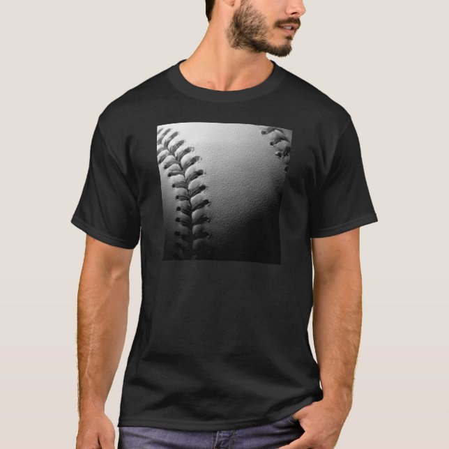 T-shirts Basebol Preto e Branco Fechado (Frente)
