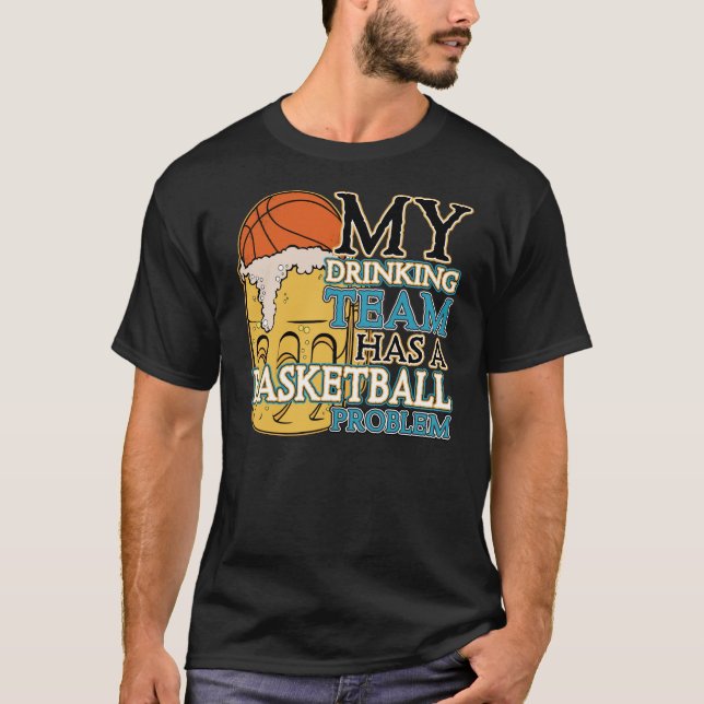 T-shirts Basquetebol da equipe do bebendo (Frente)