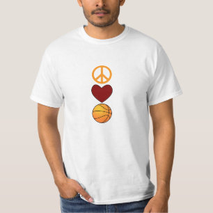 T-shirts BASQUETEBOL do AMOR da PAZ (vertical)