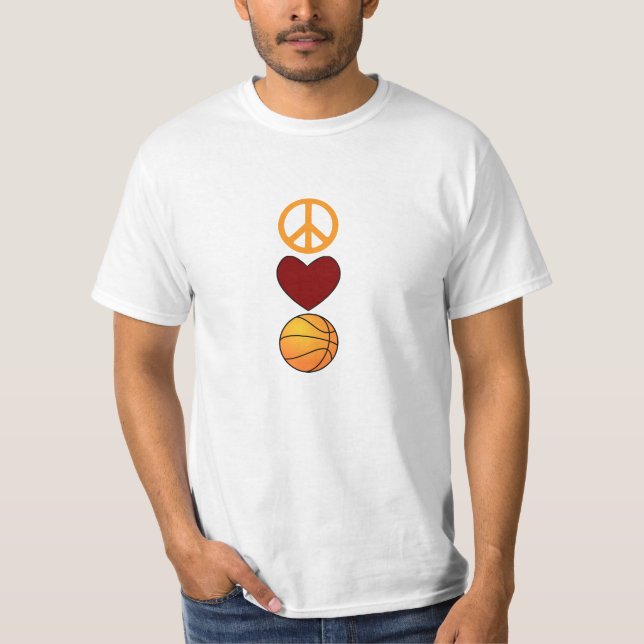 T-shirts BASQUETEBOL do AMOR da PAZ (vertical) (Frente)