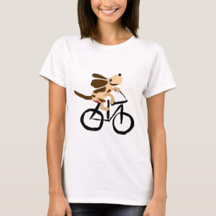 T-shirts Basset Hound engraçado que monta a bicicleta