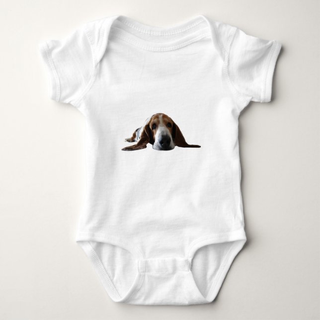T-shirts Basset Hound que encontra-se para baixo (Frente)