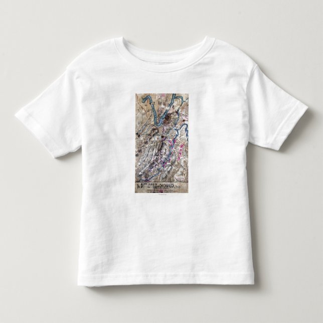 T-shirts Batalha de Chickamauga - mapa panorâmico da guerra (Frente)