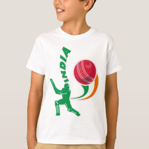 T-shirts batedor da bola de grilo que golpeia India