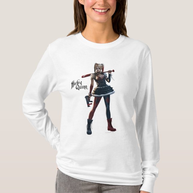 T-shirts Batman Arkham Knight | Harley Quinn com Bat (Frente)