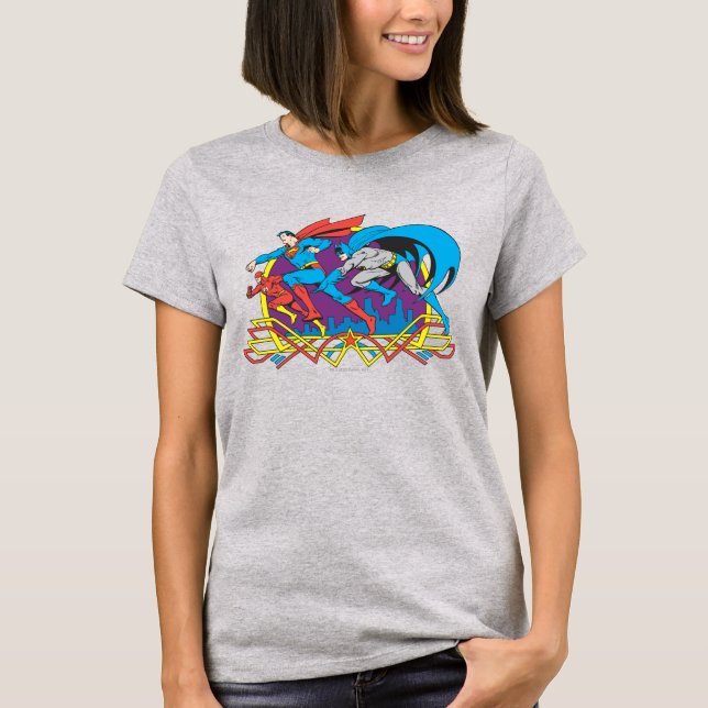 T-shirts Batman + Super-Homem + Flash (Frente)