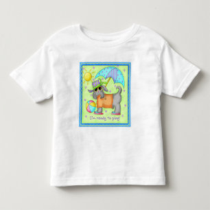 T-shirts Beach Dog Whimsy Art Green Blue