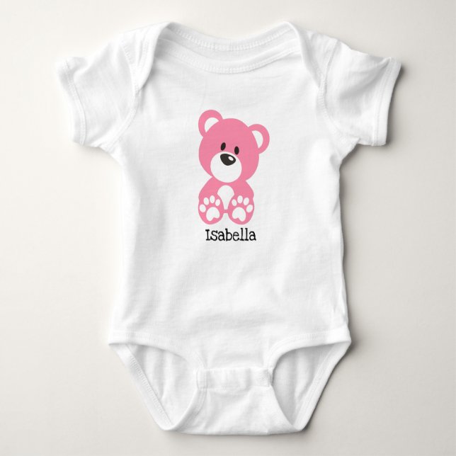 T-shirts Bear Bear Jovem Rosa Bebê Jérsei Bodô (Frente)