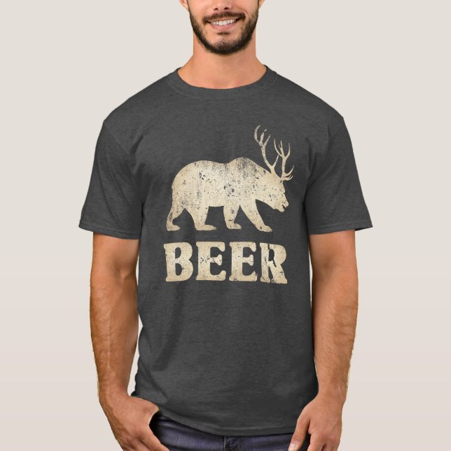 T-shirts Bear Deer Vintage Beer (Frente)