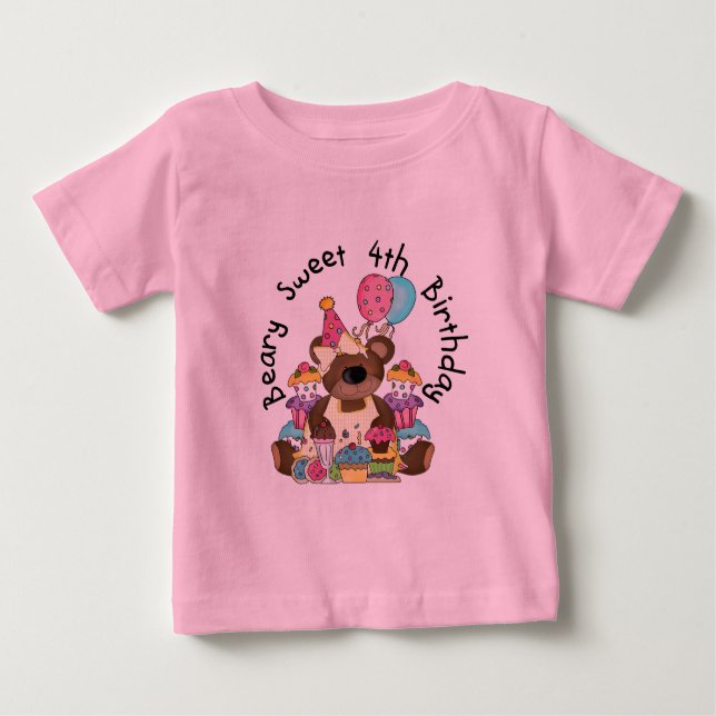 T-shirts Beary Sweet 4th Birthday (Frente)