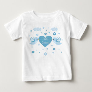 T-shirts Bebê azul do coração dos pássaros do amor