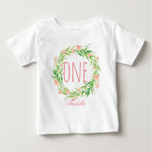 T-shirts Bebê-Bebê-Aniversário de Um Ano Rua Floral-6