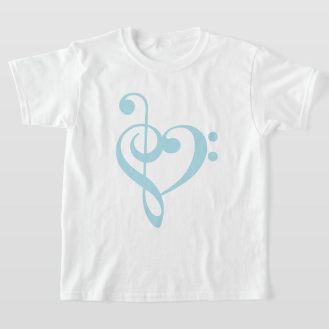 T-shirts Bebê Blue Treble Clef & Bass Clef Heart (Postura )