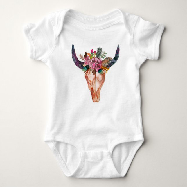 T-shirts Bebê Boho Longhorn (Frente)