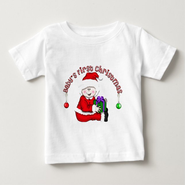 T-shirts Bebê Branco Elf 1rua Natal (Frente)